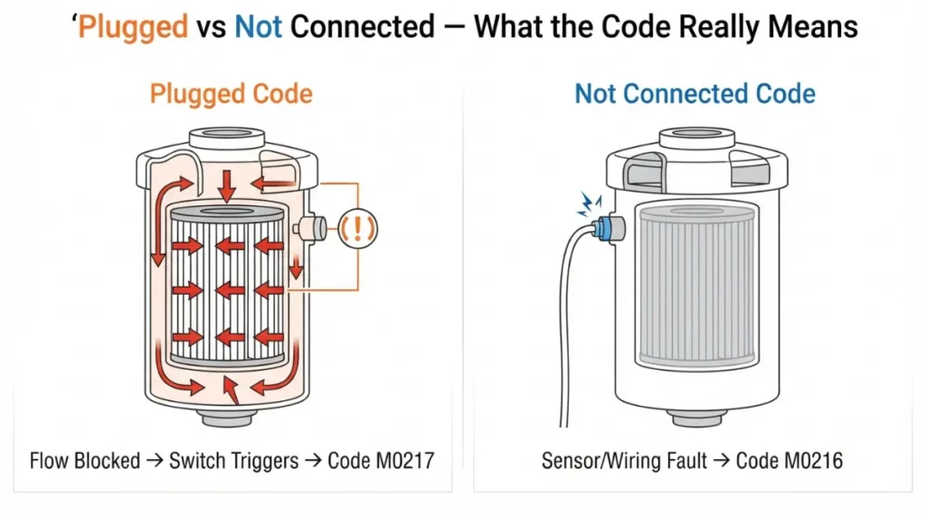 Bobcat Filter Plugged Code vs not connected code circuit diagram for M0217 M0216