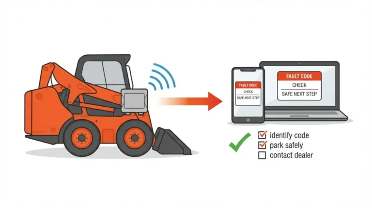 Bobcat Machine sending a fault alert to a phone and portal for safe diagnosis