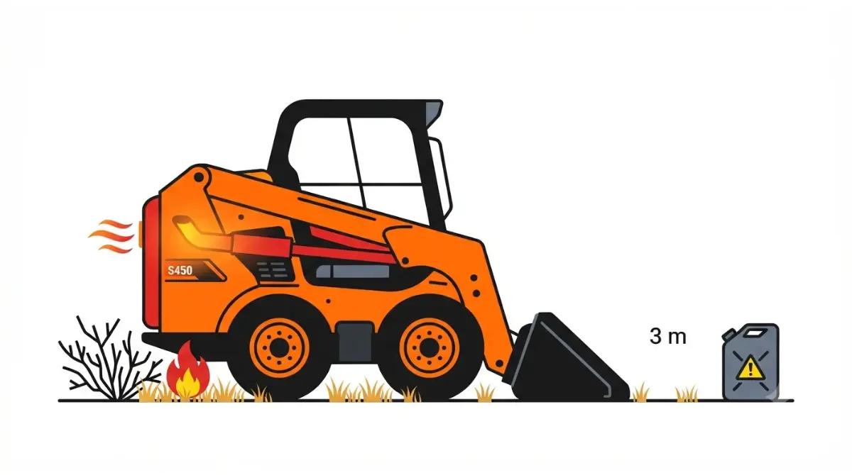 Bobcat Regen fire risk near brush and fuel with hot exhaust